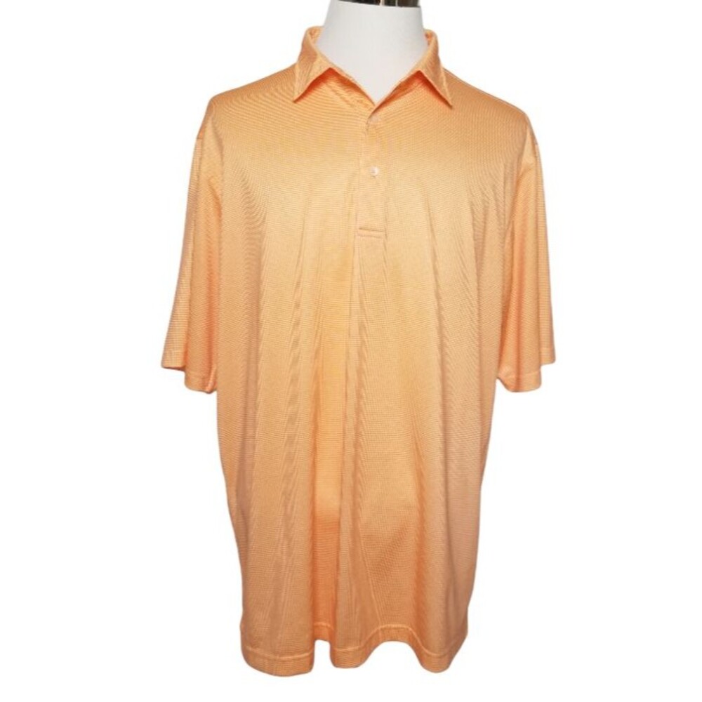 Donald Ross Mens XL Golf Polo Shirt Short Sleeve Orange White Tiny Checker